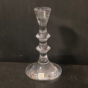 Miller Rogaska by Reed & Barton Crystal Candlestick w/ 2 Ring Details New H-7”